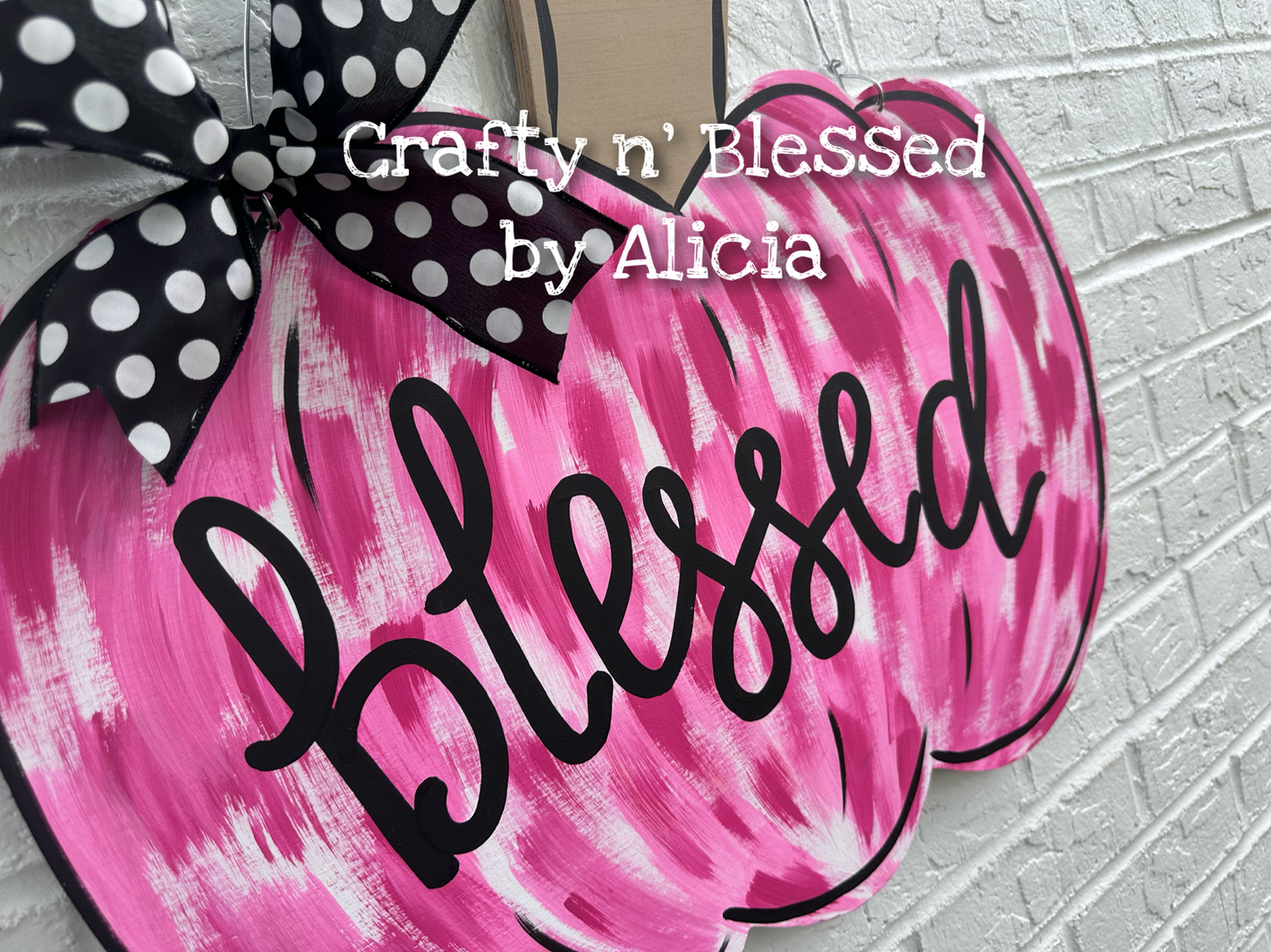 Pink Funky Abstract Pumpkin Door Hanger