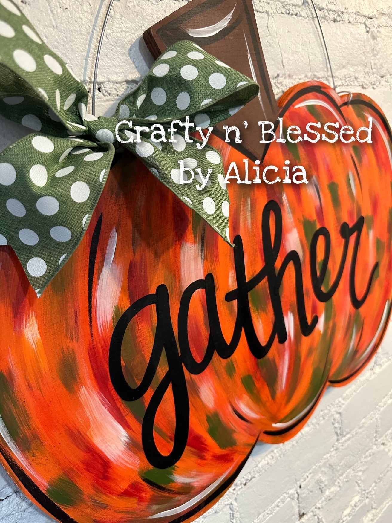 Orange Funky Abstract Pumpkin Door Hanger