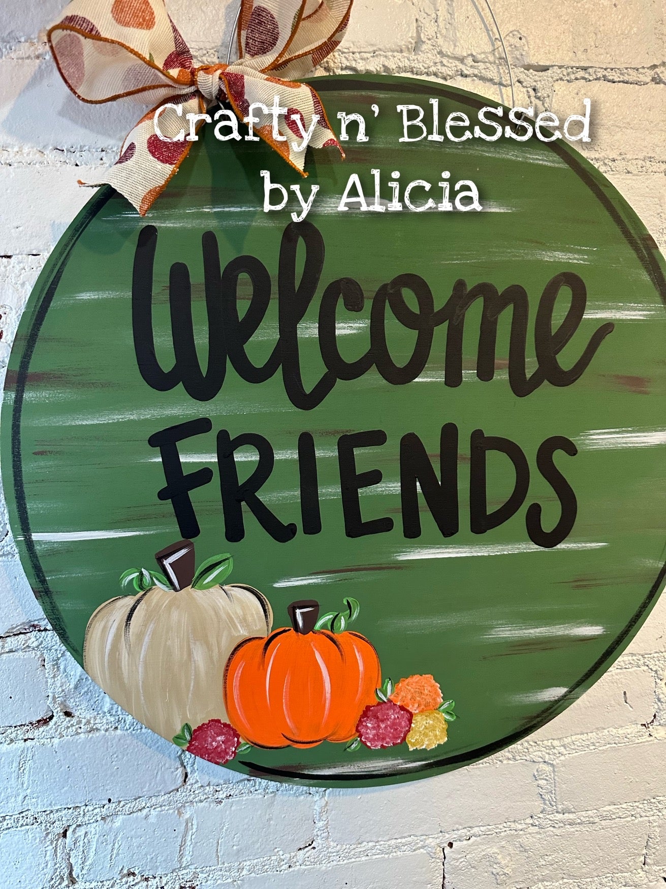 Marsh Distressed Pumpkin Circle Door Hanger