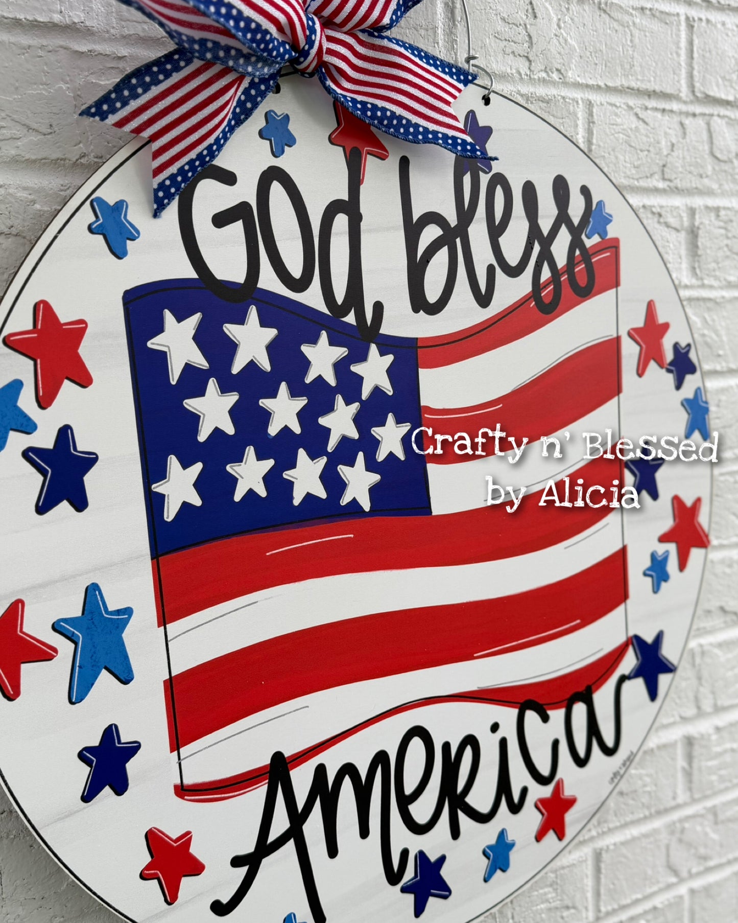 READY TO SHIP/PICKUP God Bless America Flag Door Hanger
