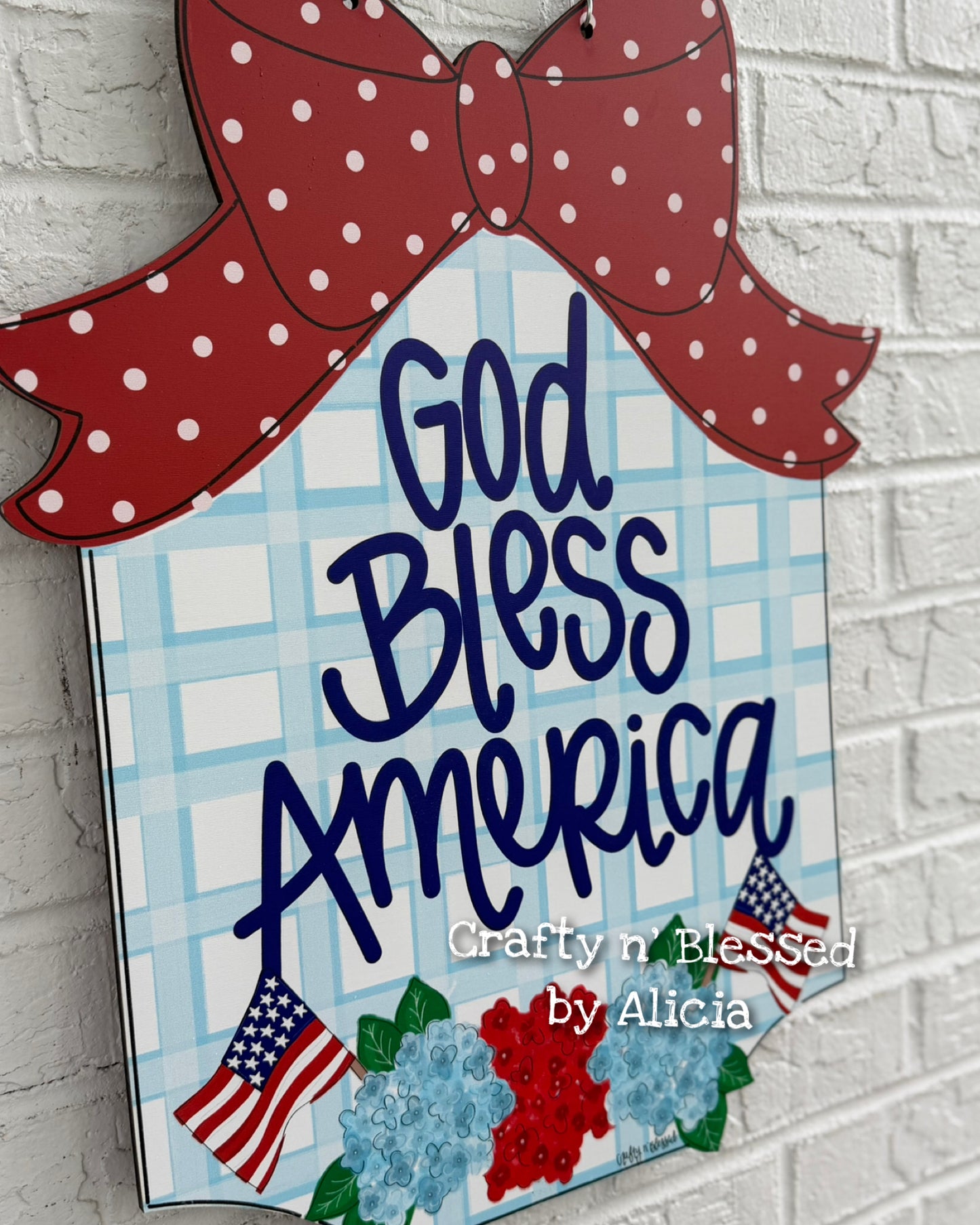 READY TO SHIP/PICKUP God Bless America Floral Door Hanger
