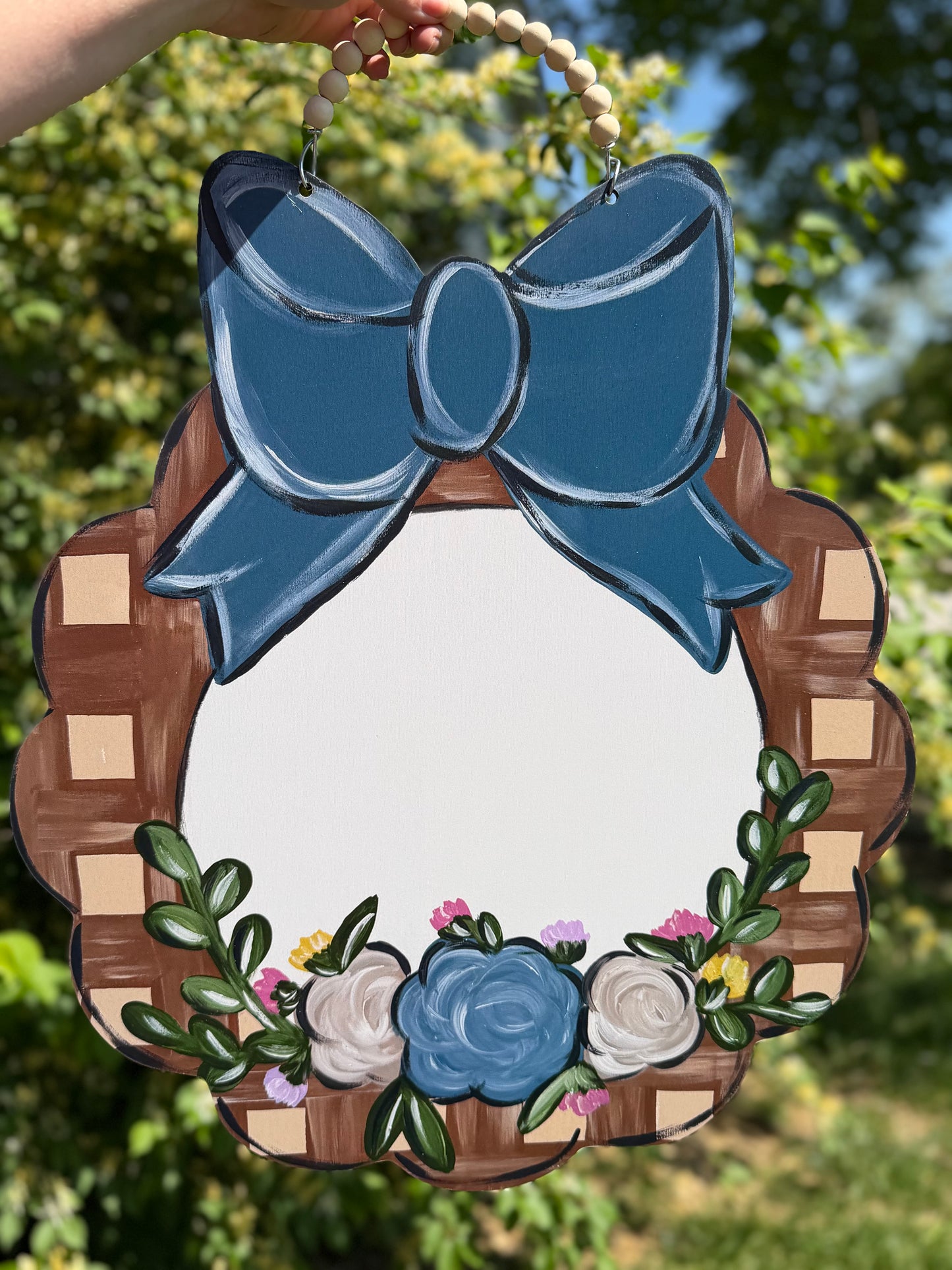 READY TO SHIP/PICKUP Taupe and Blue 22" Door Hanger *CAN PERSONALIZE*