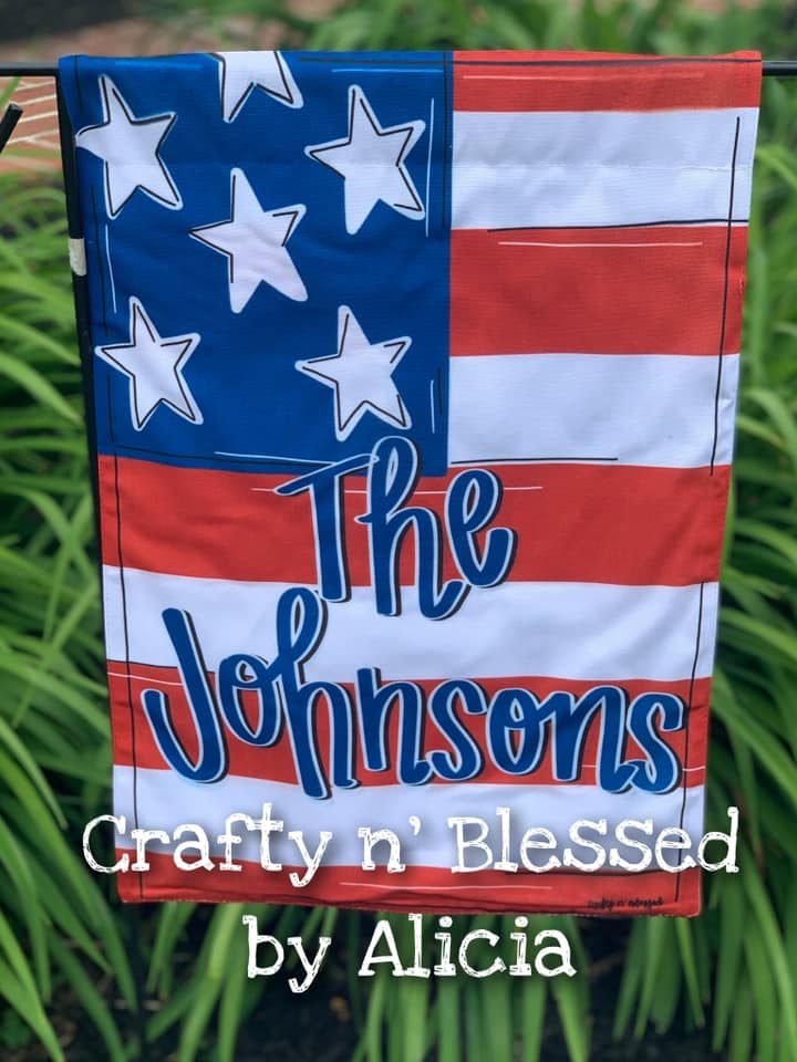 Personalized American Flag Garden Flag