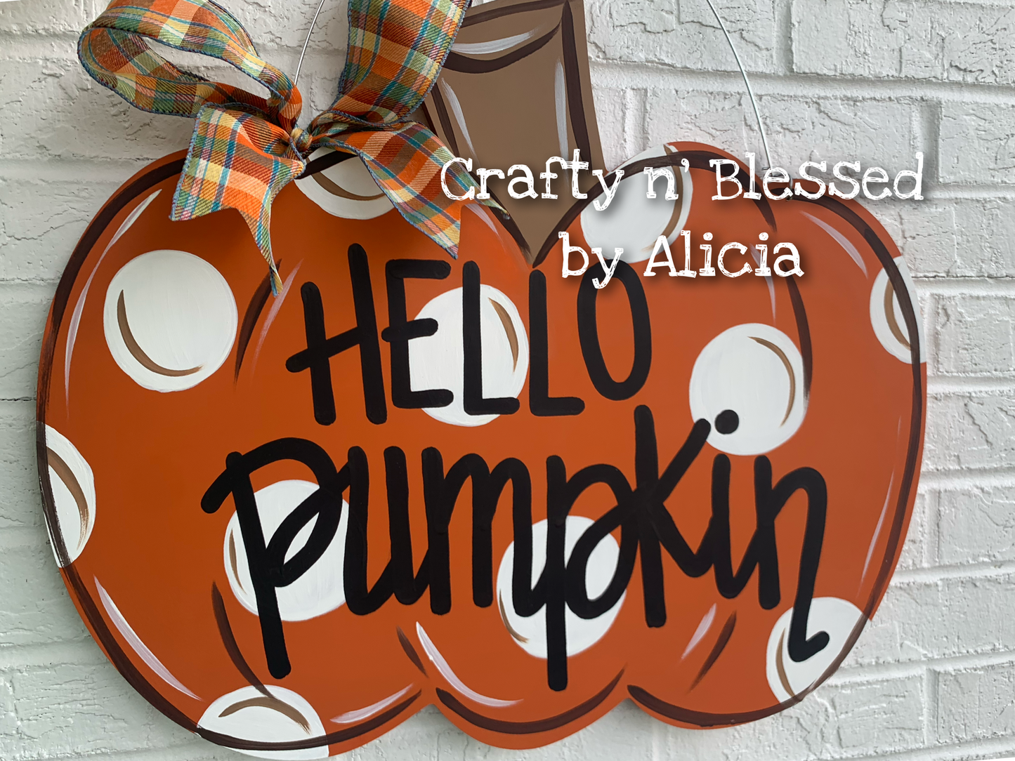 Polka Dot Pumpkin Door Hanger