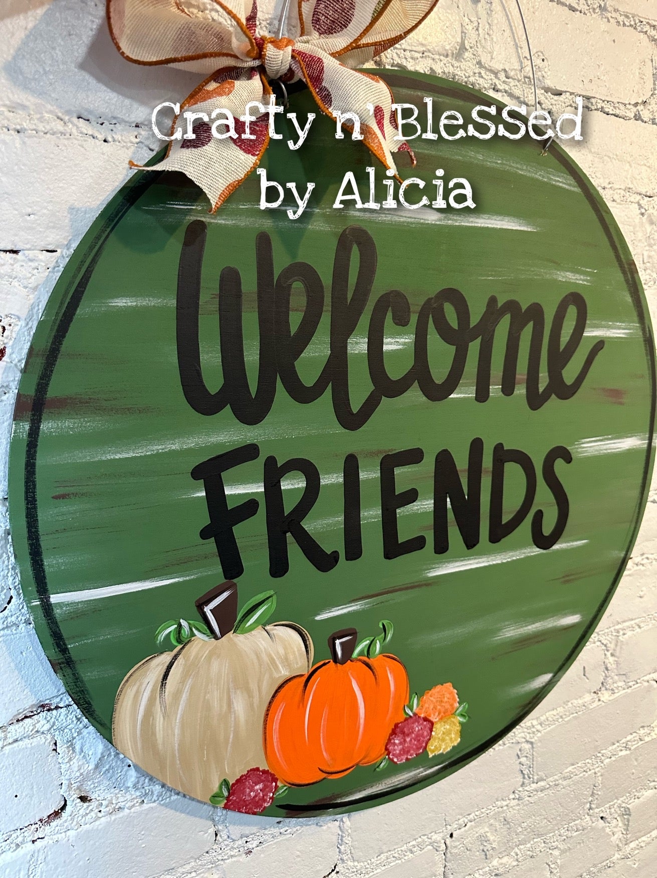 Marsh Distressed Pumpkin Circle Door Hanger