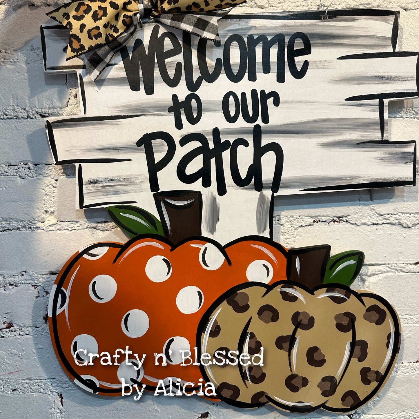 Leopard & Polka Dots Pumpkin Patch Door Hanger
