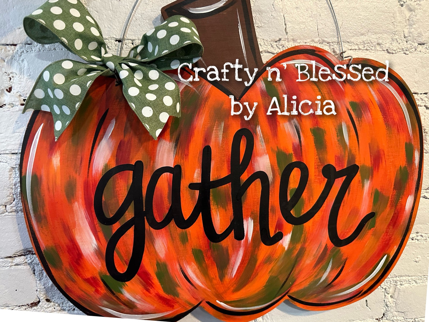 Orange Funky Abstract Pumpkin Door Hanger