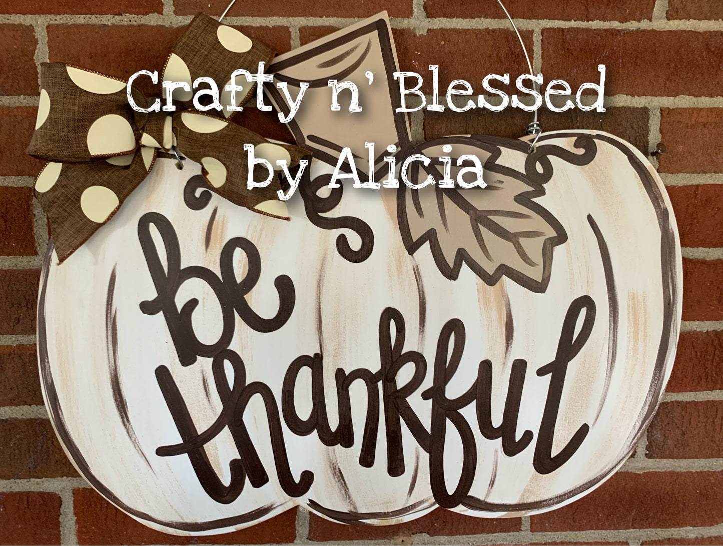 Distressed Pumpkin Door Hanger