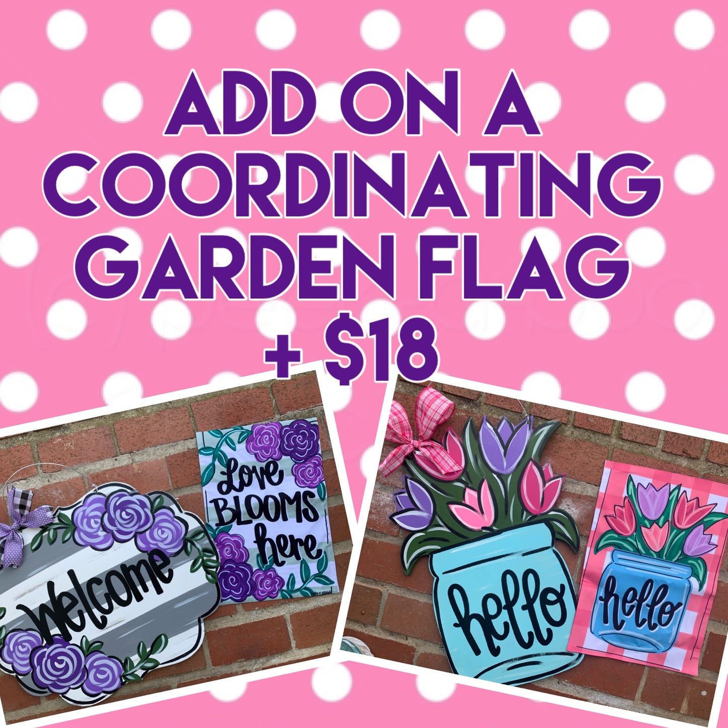 Navy and Coral Floral Door Hanger