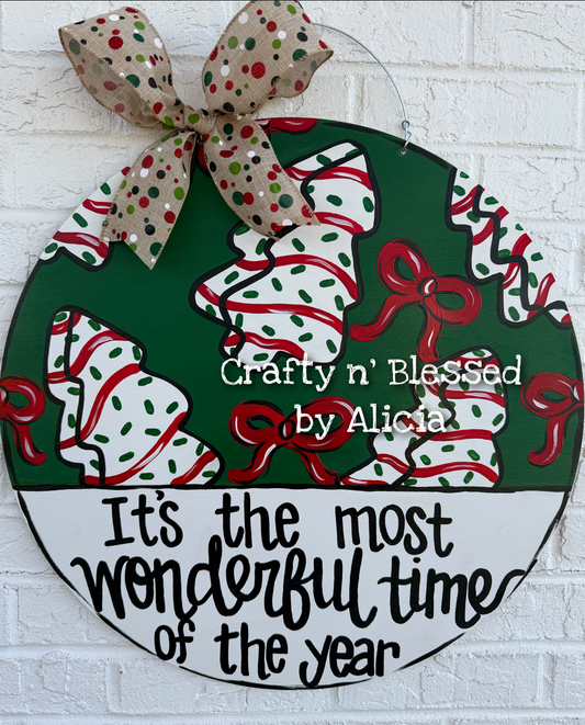 Wonderful Time of Year Tree Cakes Door Hanger