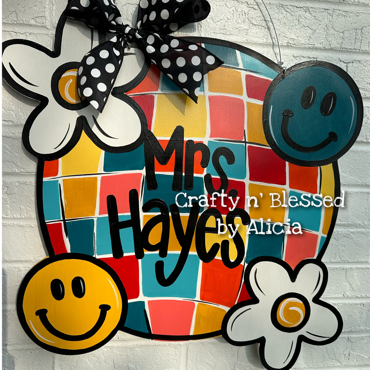 Cutesy Disco Teacher Door Hanger