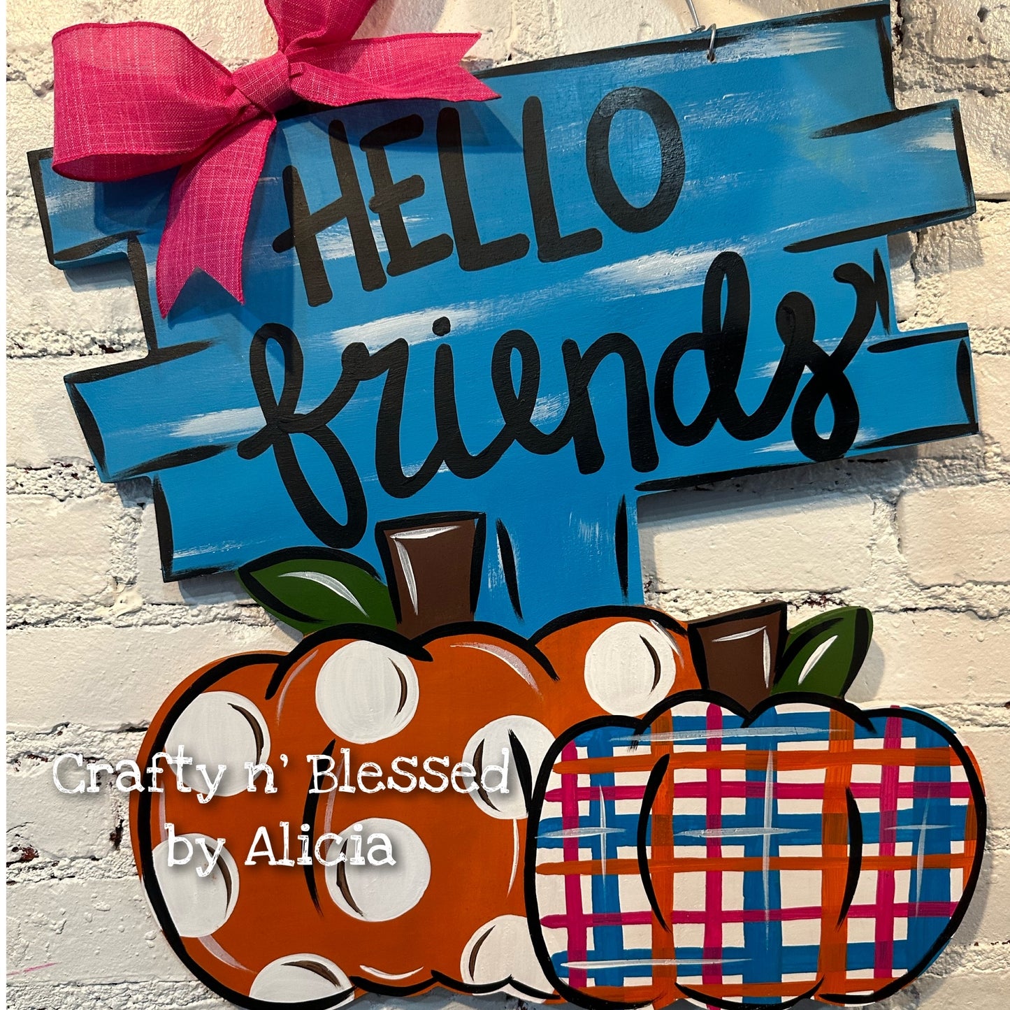 Plaid Pumpkin Patch Door Hanger