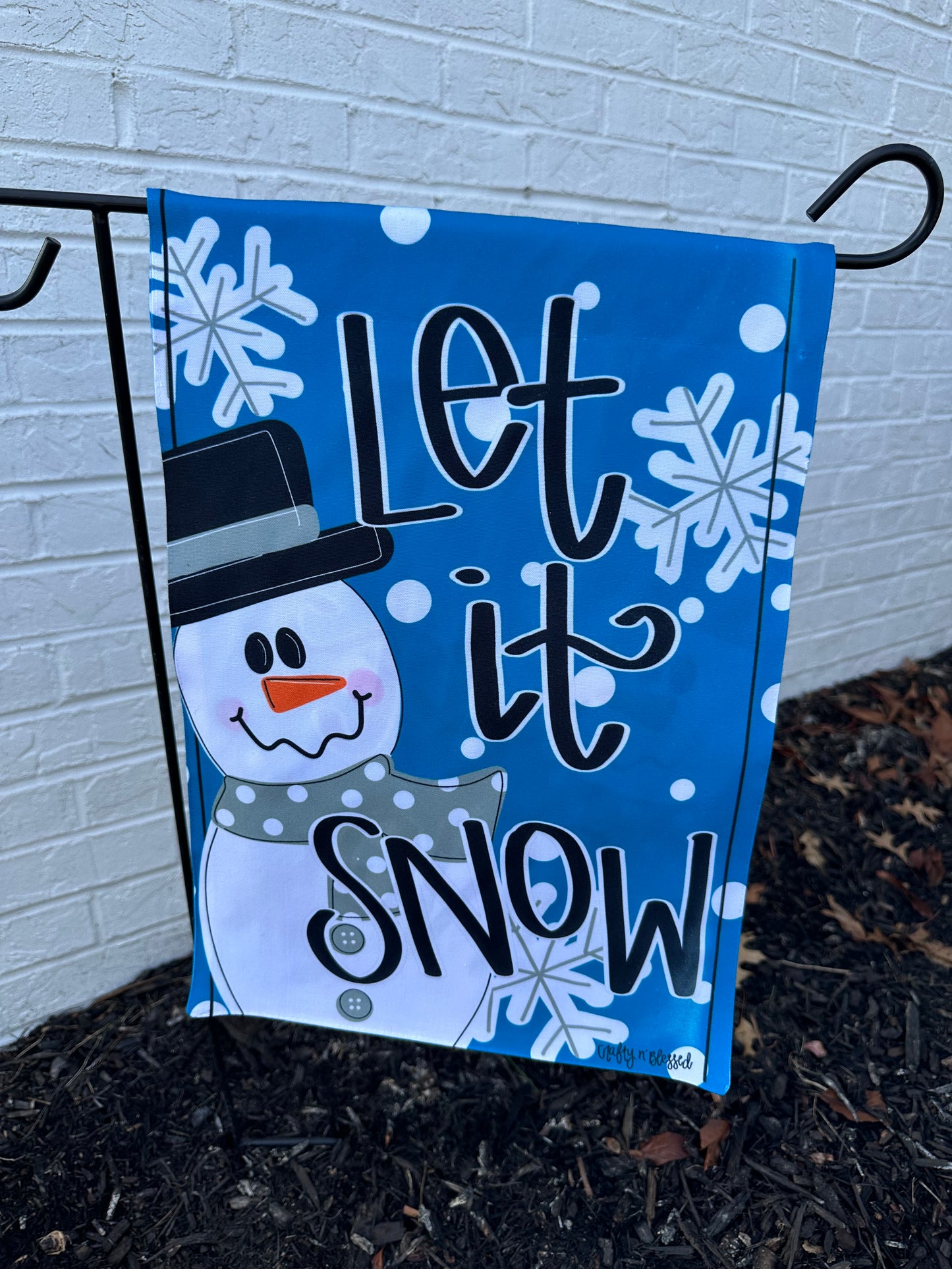 Blue Let it Snow Garden Flag