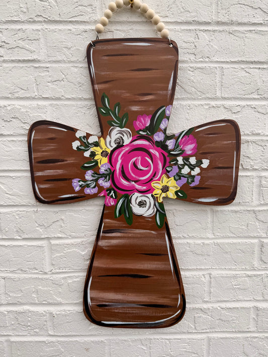 READY TO SHIP/PICKUP Floral Cross Door Hanger