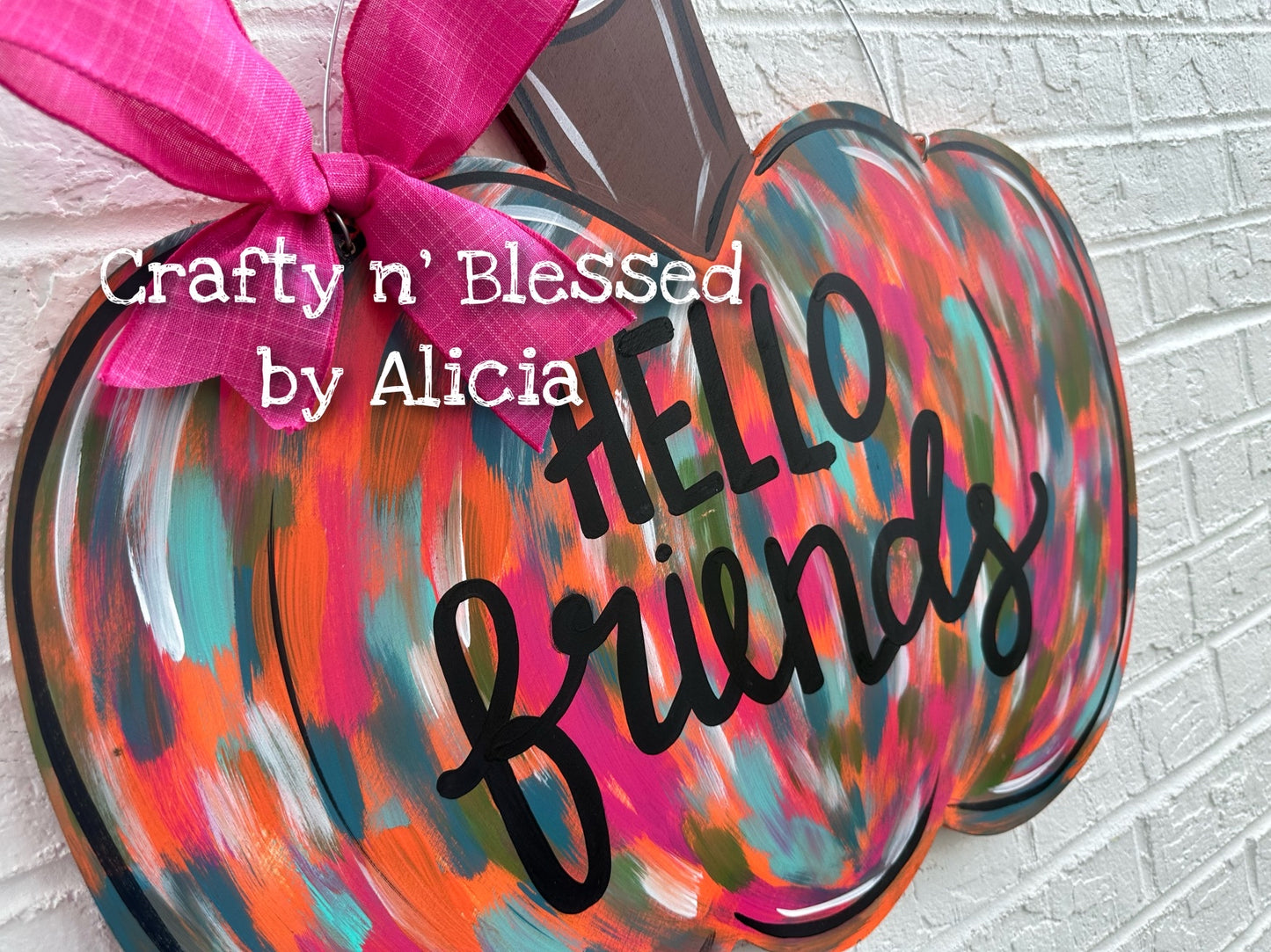 Tuscan Funky Abstract Pumpkin Door Hanger