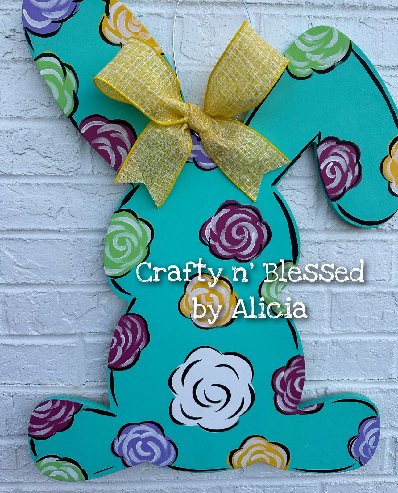 Floral Bunny Body Door Hanger