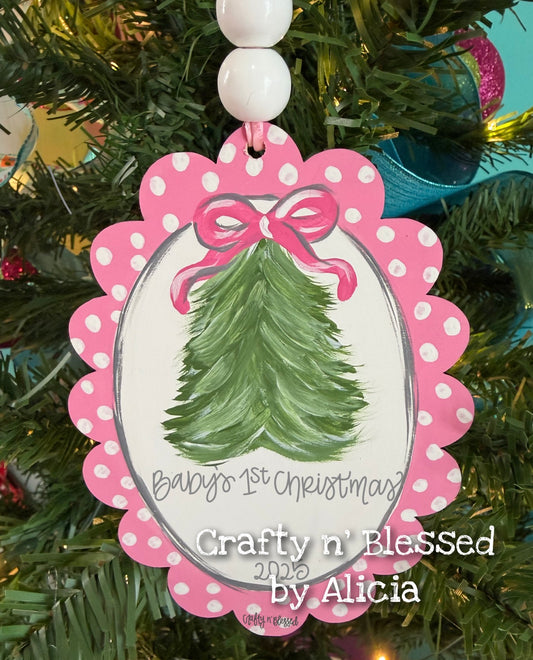 Pink First Christmas Ornament