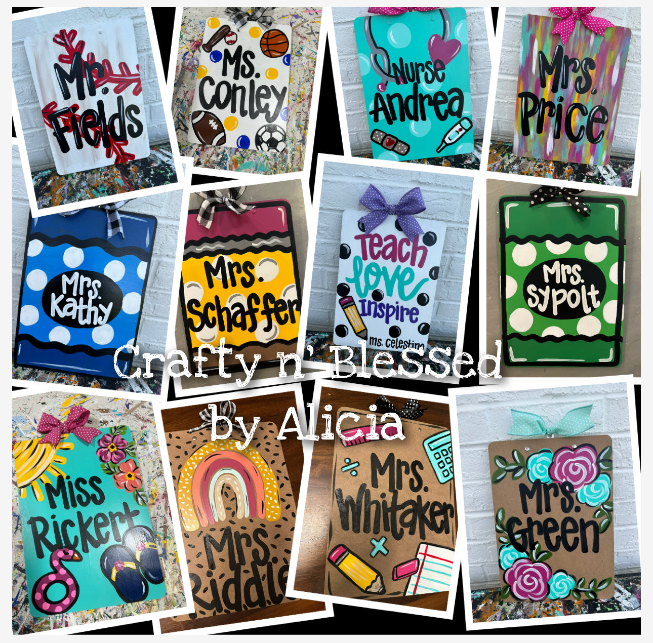 Floral Personalized Painted Wood Clipboard