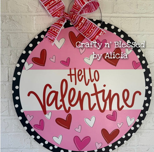 READY TO SHIP/PICKUP Hello Valentine Door Hanger