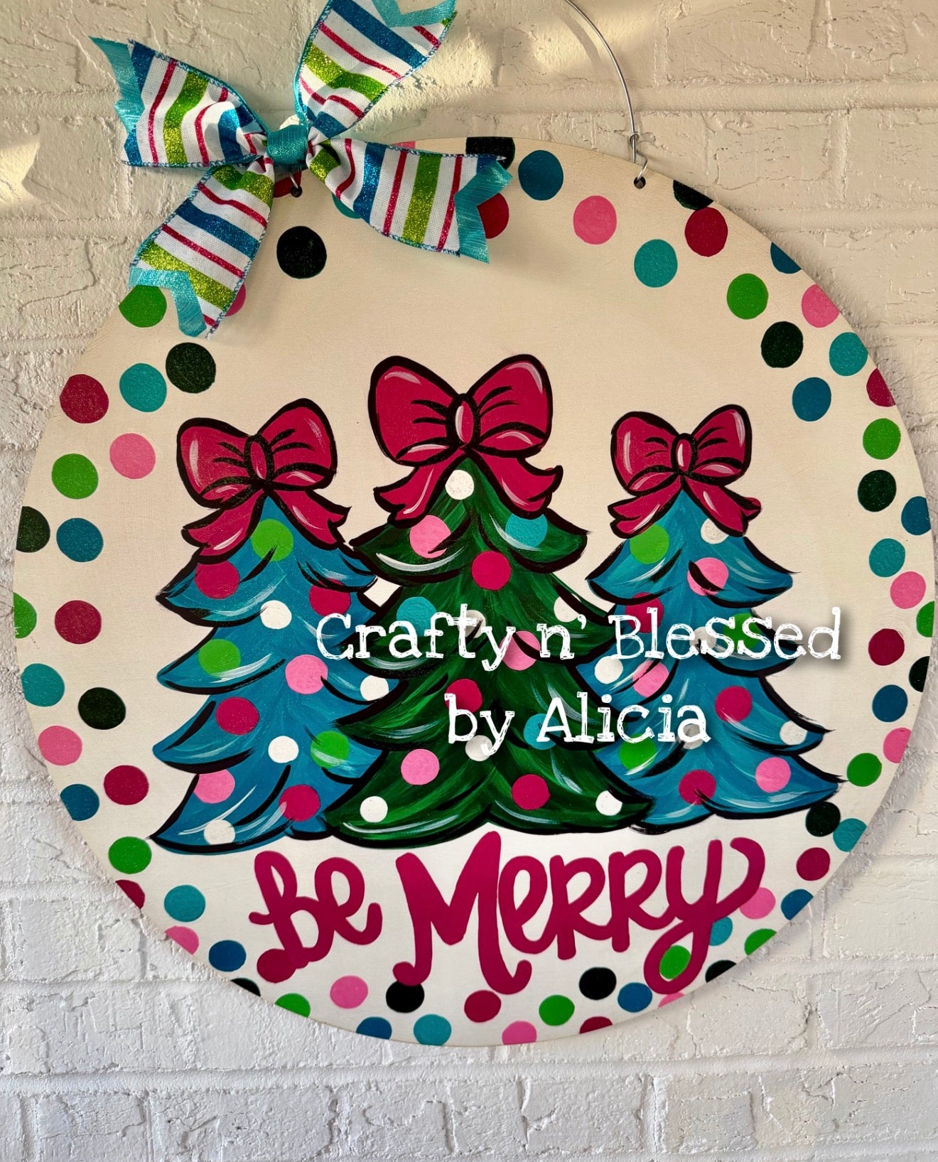 READY TO SHIP/PICKUP Be Merry Tree Circle Door Hanger