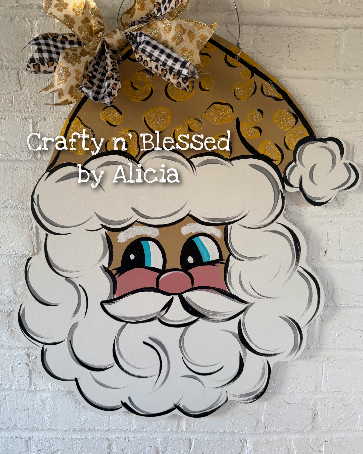 READY TO SHIP/PICKUP Cheetah Santa Door Hanger