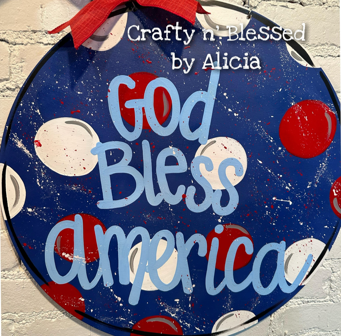 Polka Dotted Splatter Circle Door Hanger