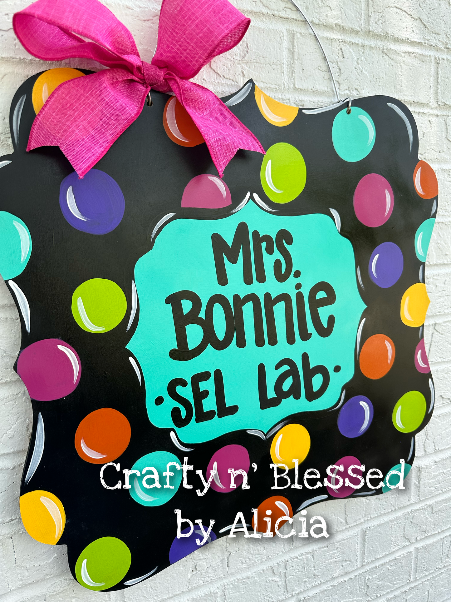 Colorful Polka Dot Teacher Plaque