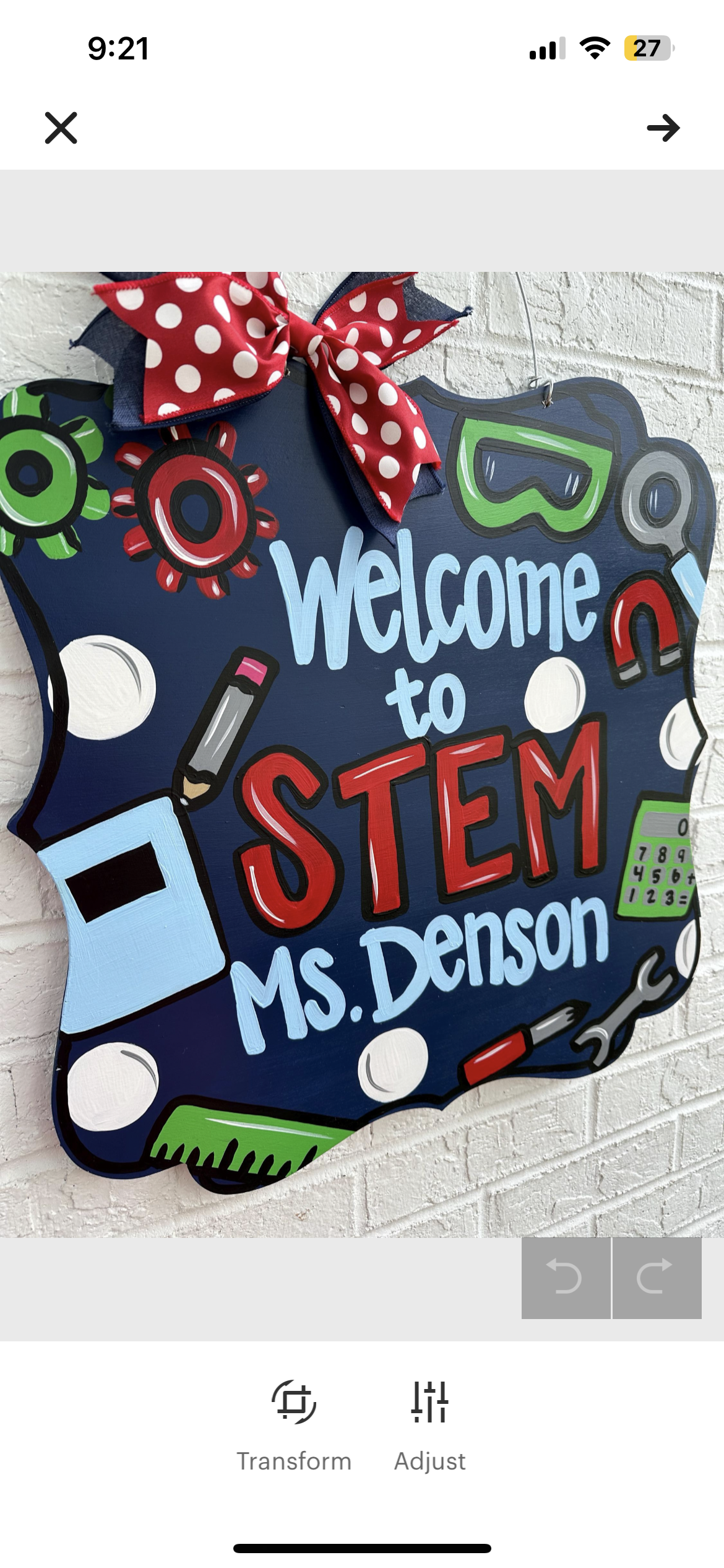 Navy STEM Teacher Custom Door Hanger