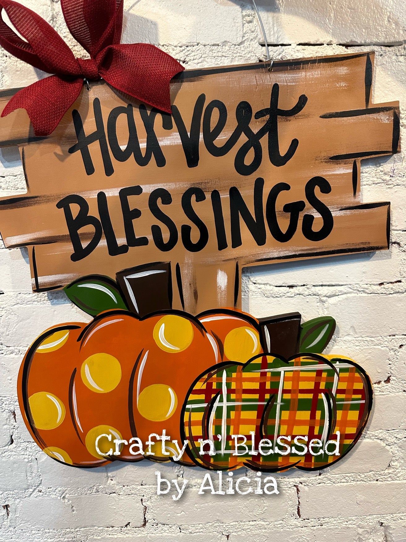 Plaid & Dotted Pumpkin Patch Door Hanger