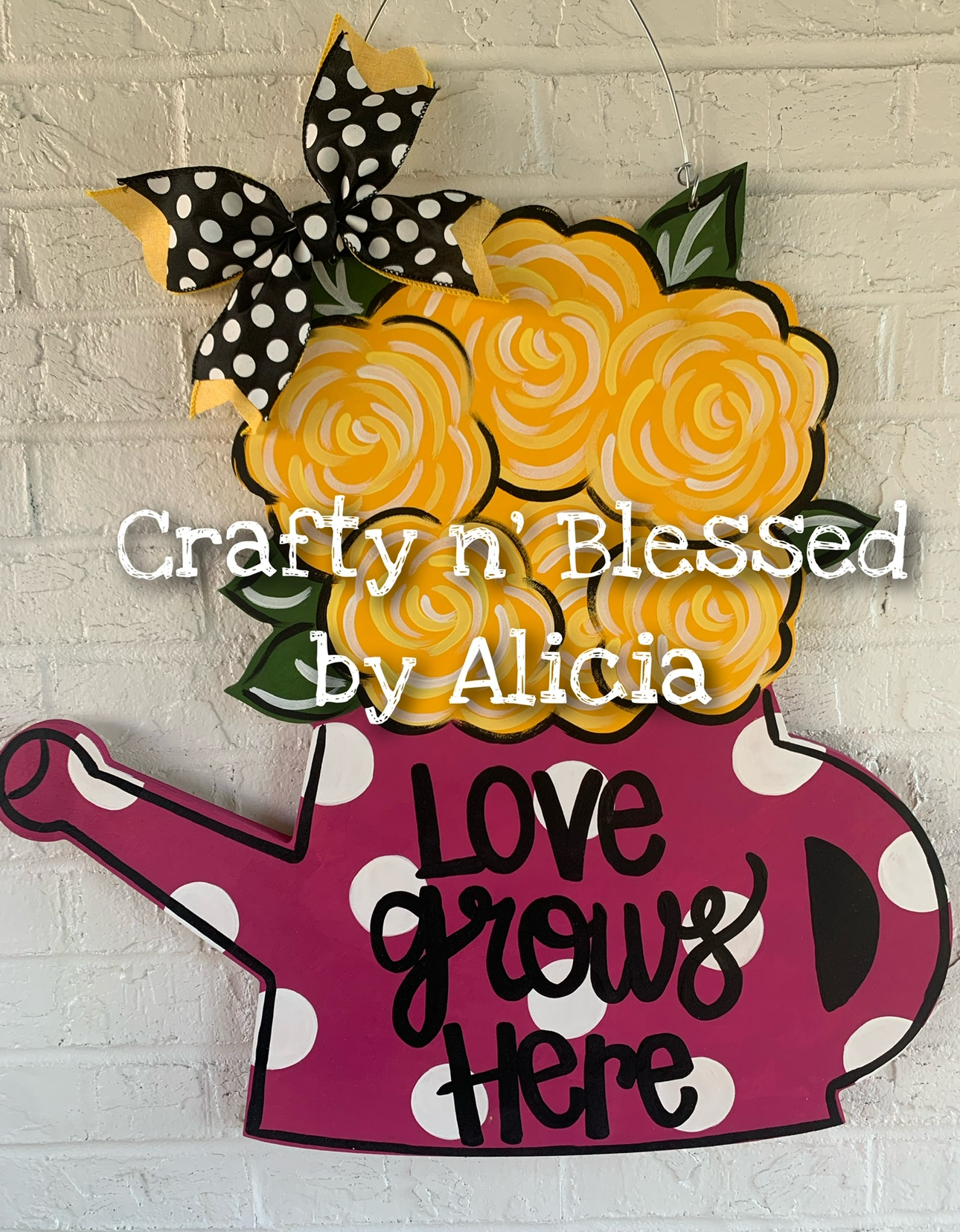 Flower Watering Can Door Hanger