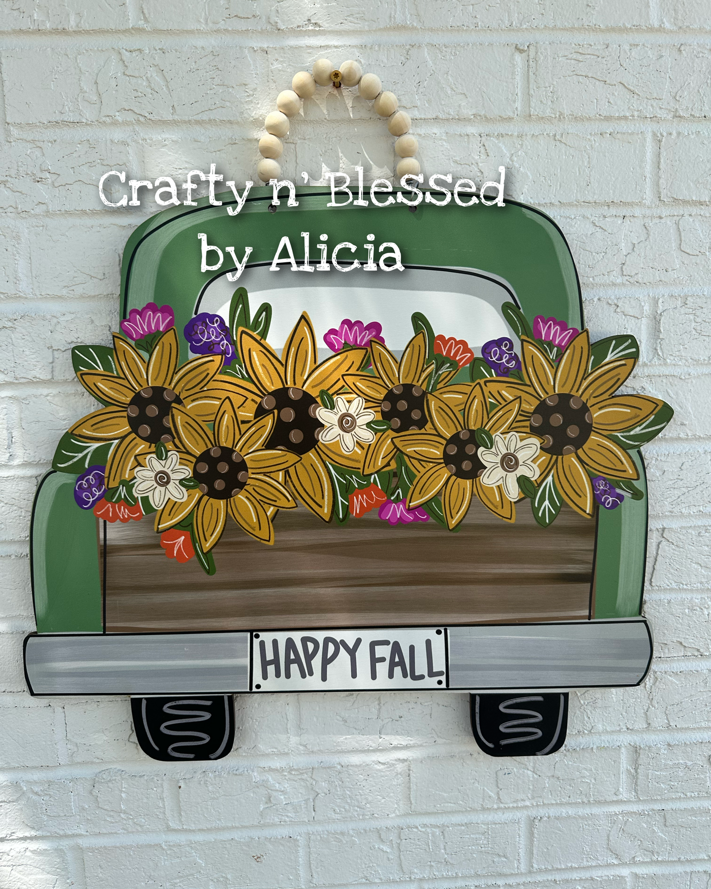 READY to Pickup/Ship Green Sunflower Truck Door Hanger