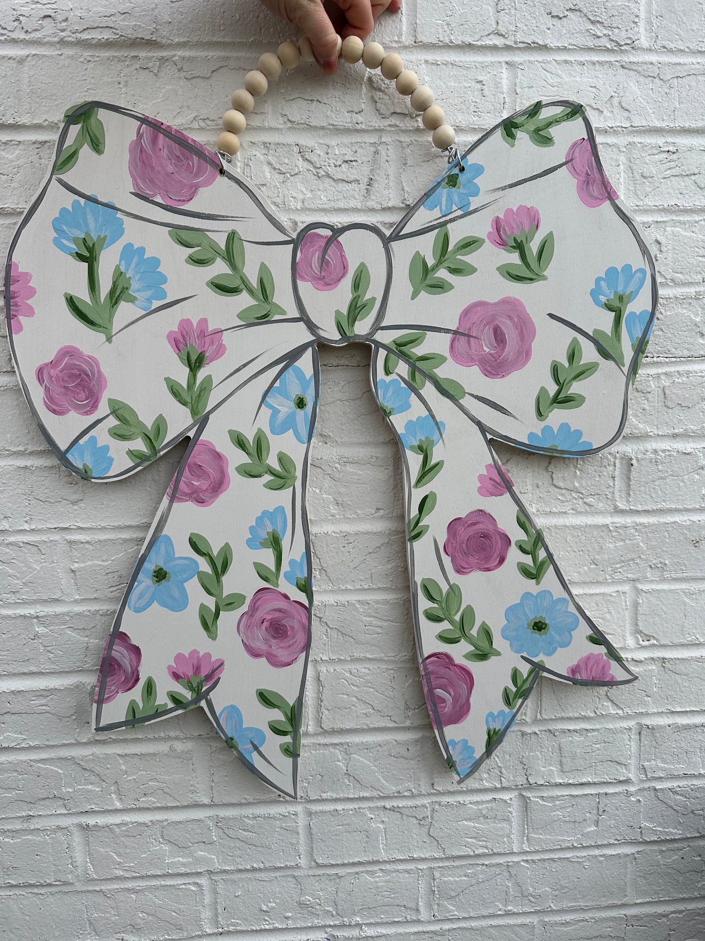 White floral bow Door Hanger