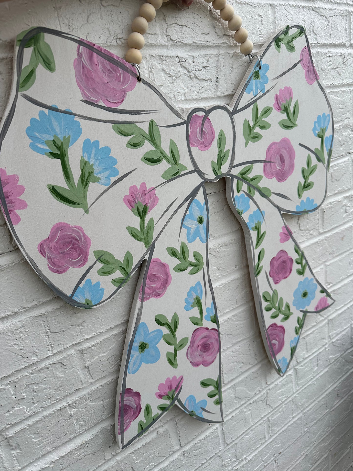 White floral bow Door Hanger