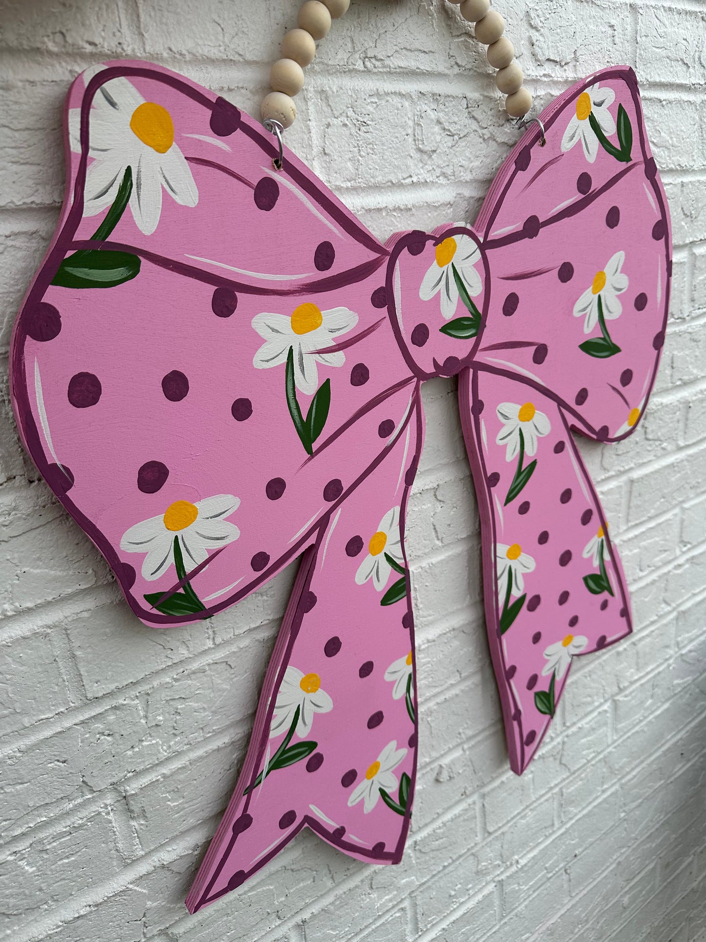Pink floral bow Door Hanger