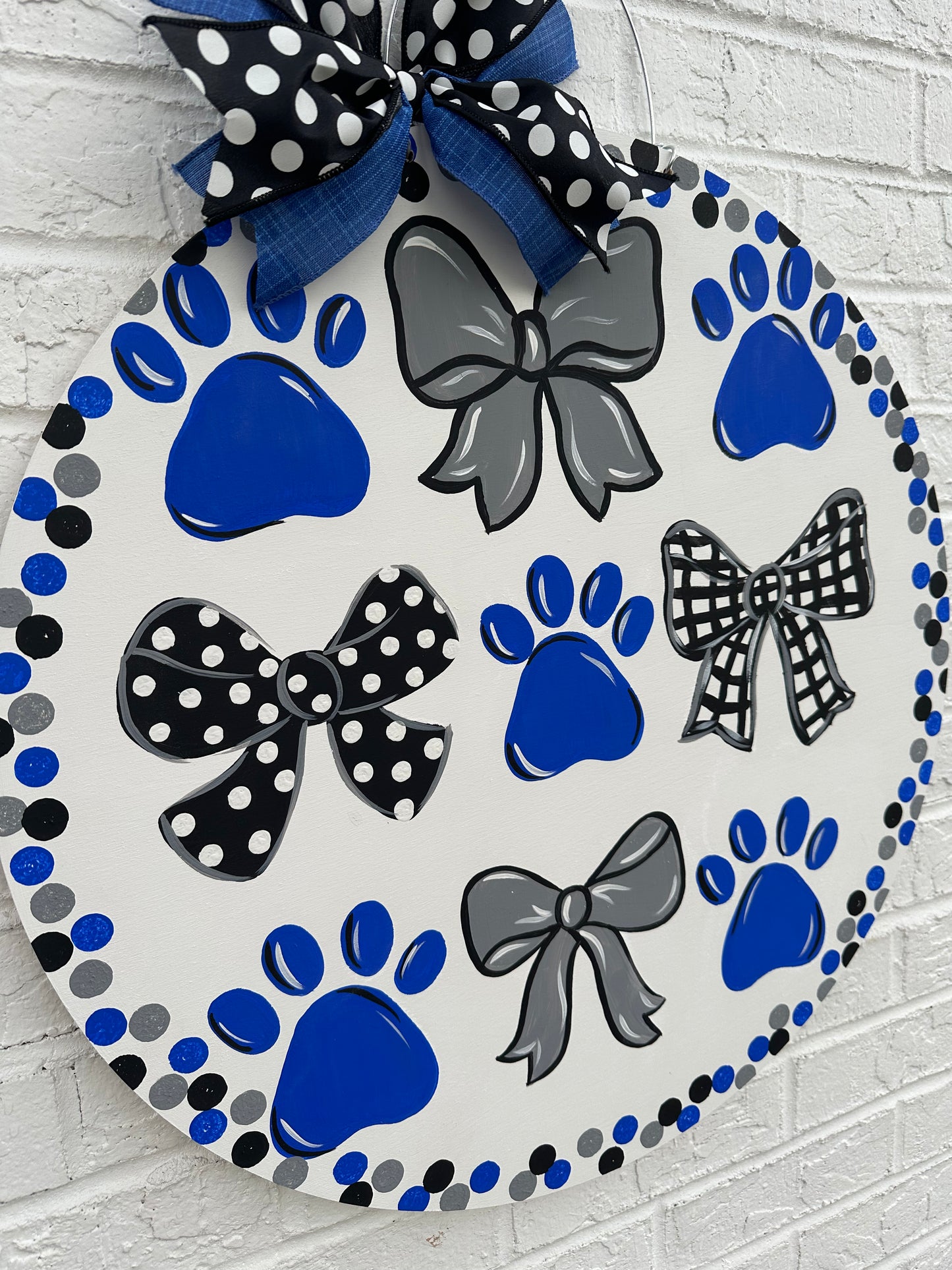 UK Paw and Bows Door Hanger