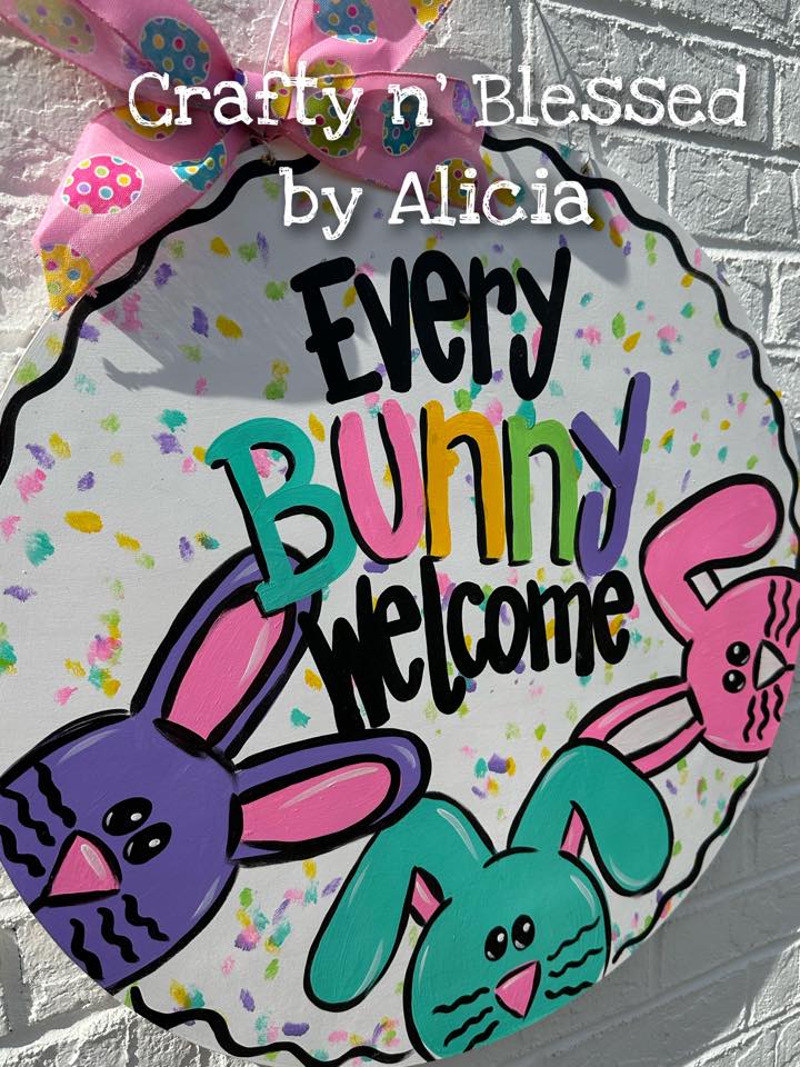 Every Bunny Welcome Print Door Hanger