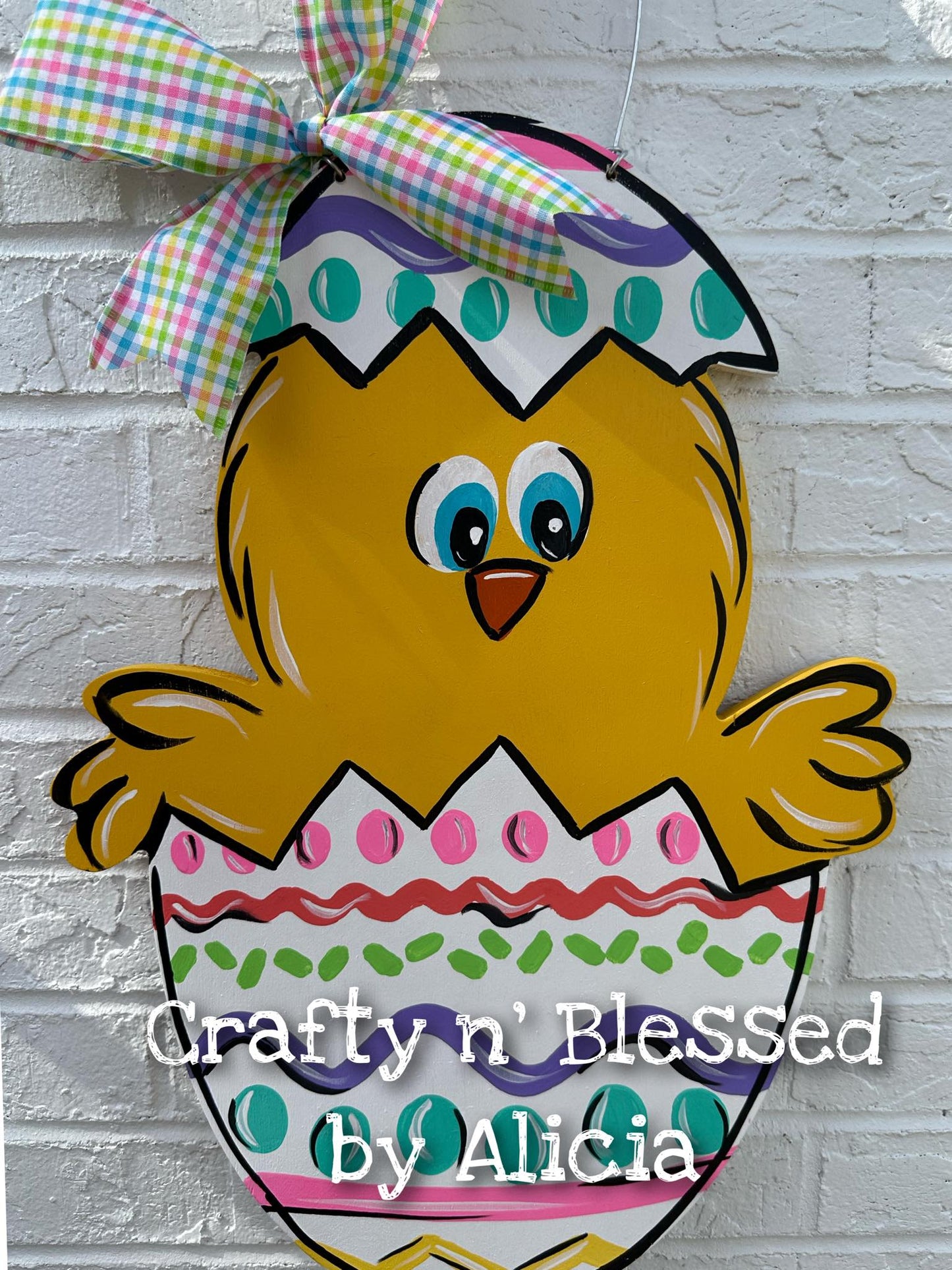 Chick in White Egg Door Hanger