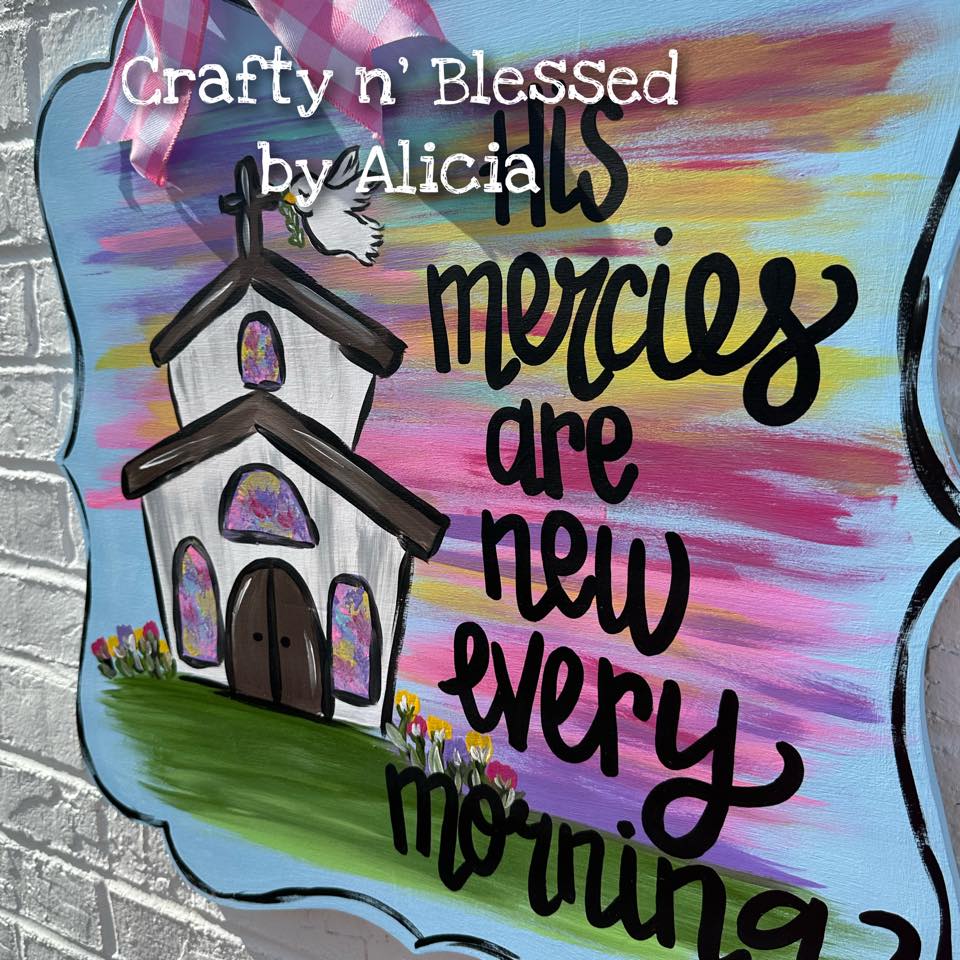 Watercolor Church Plaque Door Hanger