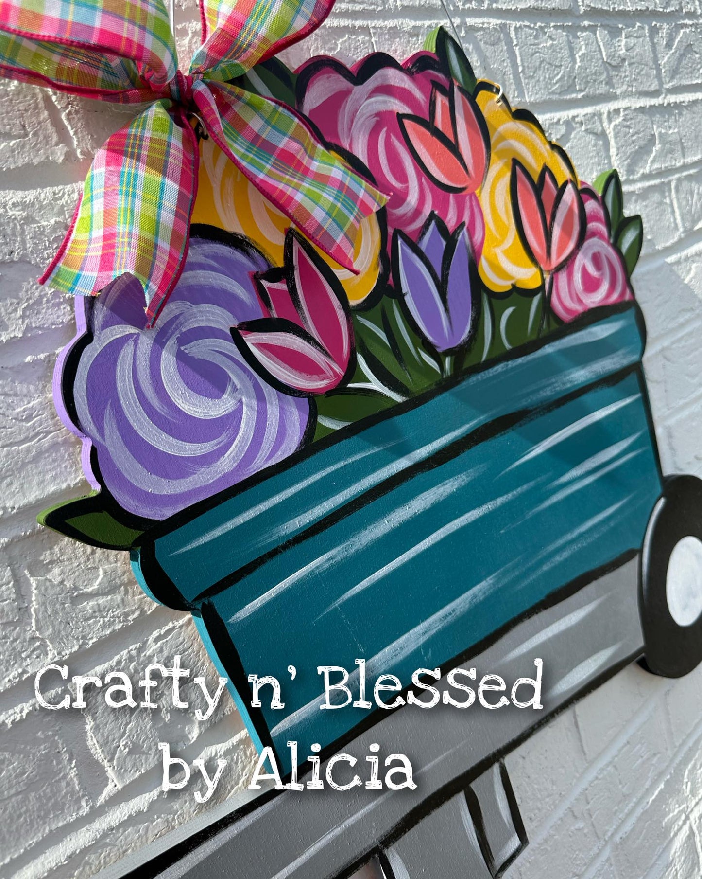 Floral Wheelbarrow Door Hanger