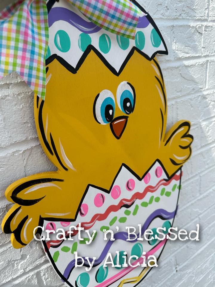 Chick in White Egg Door Hanger
