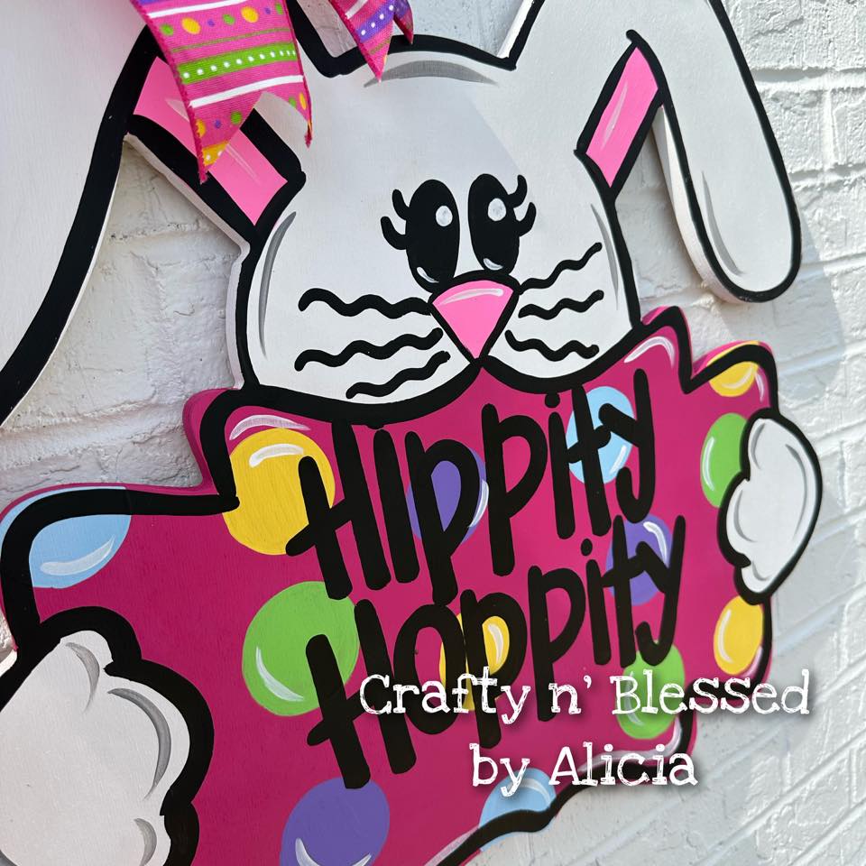 Hippity Hoppity Bunny and Plaque Door Hanger