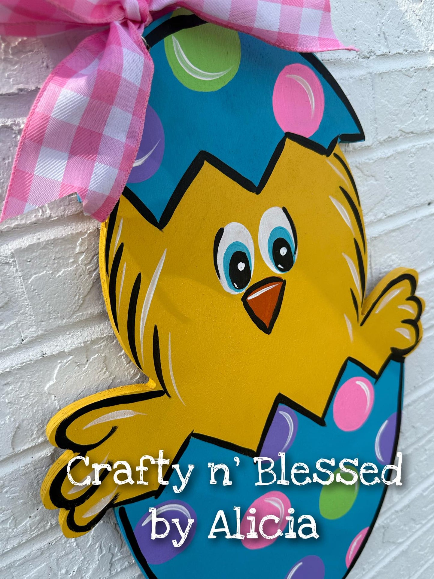 Chick in Egg Turquoise Door Hanger