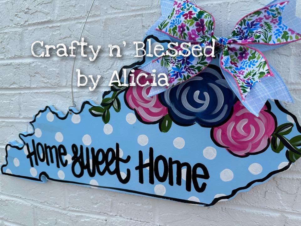 Blue Cotton Kentucky Floral Door Hanger