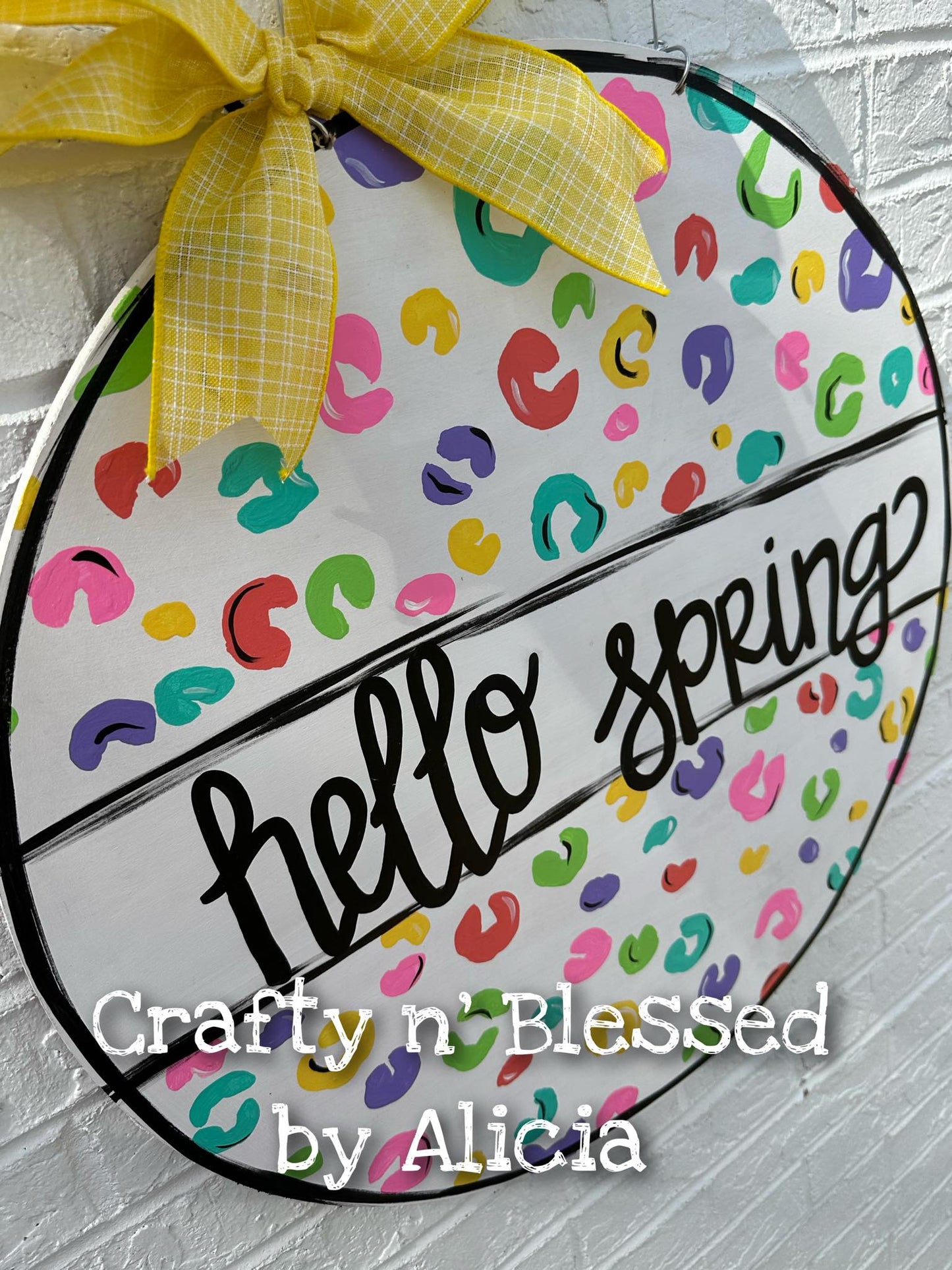 Hello Spring Pastel Cheetah Print Door Hanger