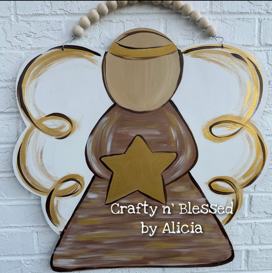 Gold Glittery Angel Door Hanger
