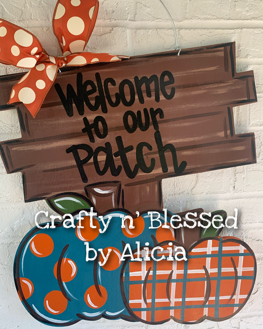 Tuscan Teal Pumpkin Patch Door Hanger