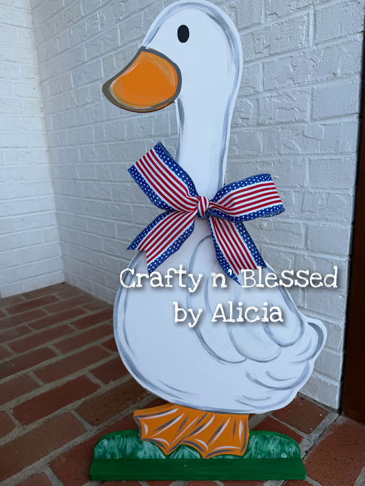 Porch Goose Neck Bow ONLY- Patriotic (NO GOOSE included)
