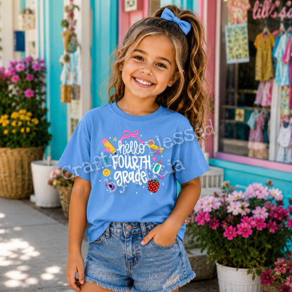 Personalized Hello Grade Bow Shirt S-3X