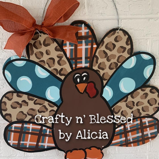 Chetah Plaid Turkey Door Hanger