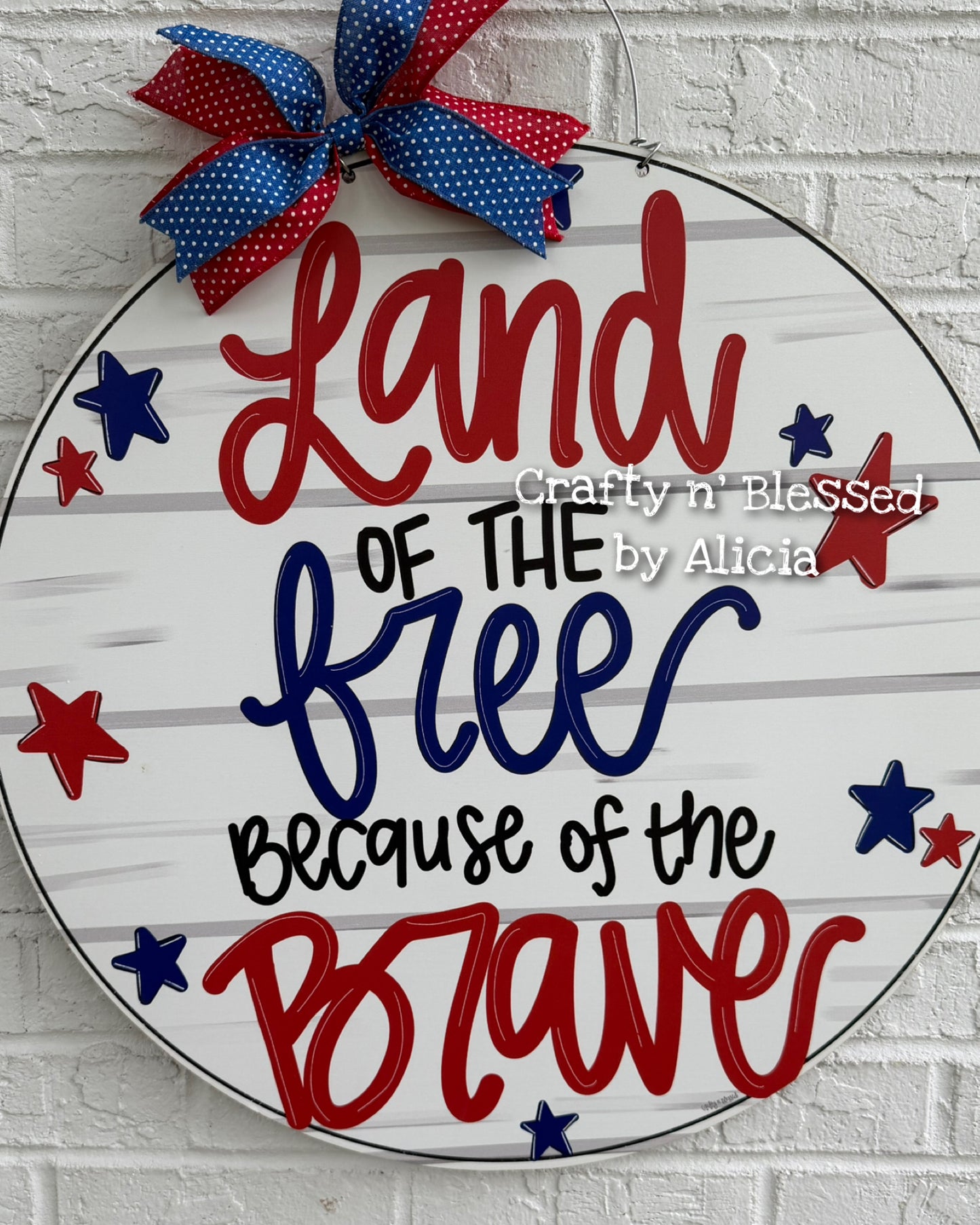 READY TO SHIP/PICKUP Land of the Free Distressed Door Hanger